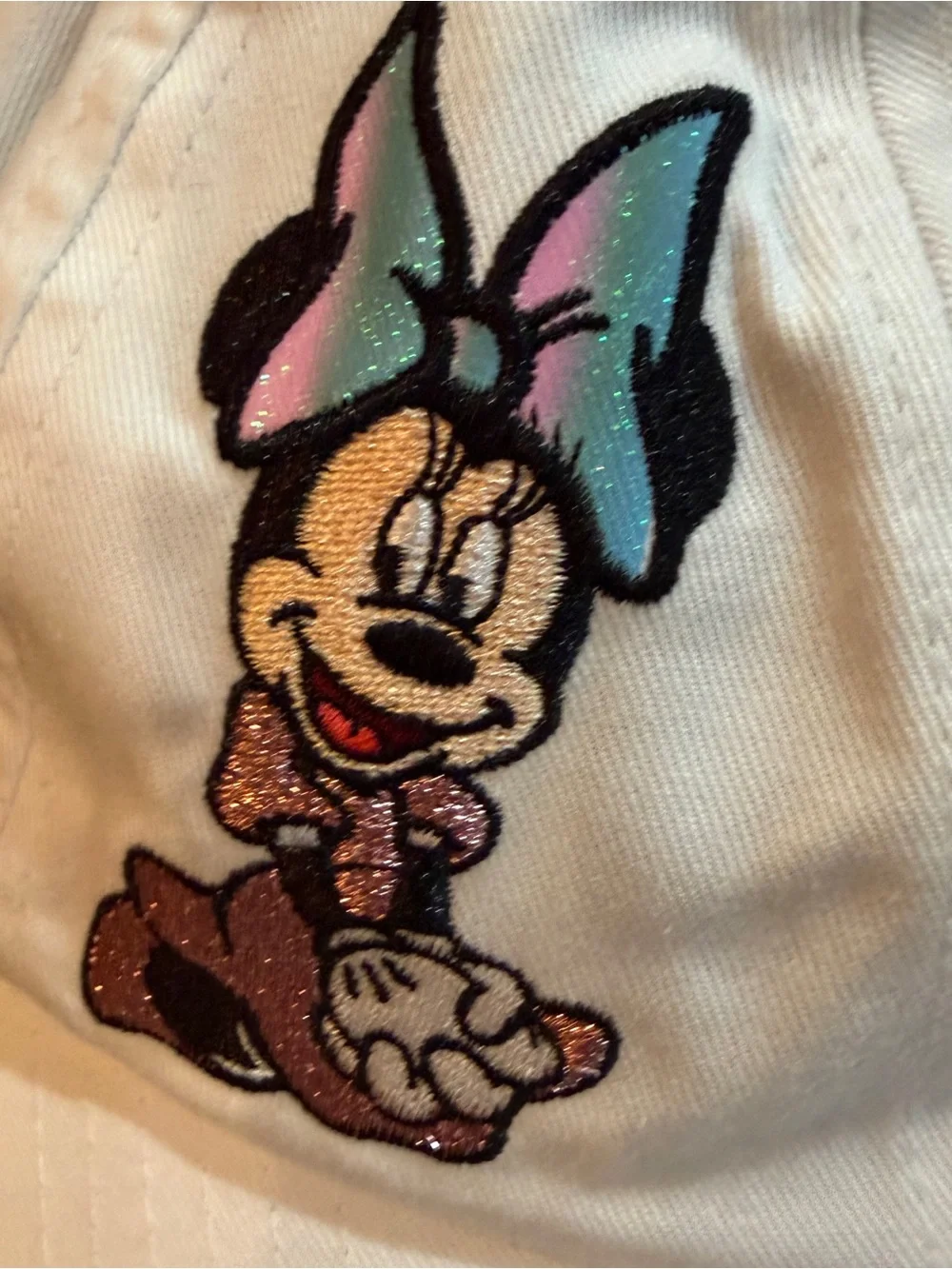 Disney Parks White Youth Hat with Silver Logo Minnie Mouse